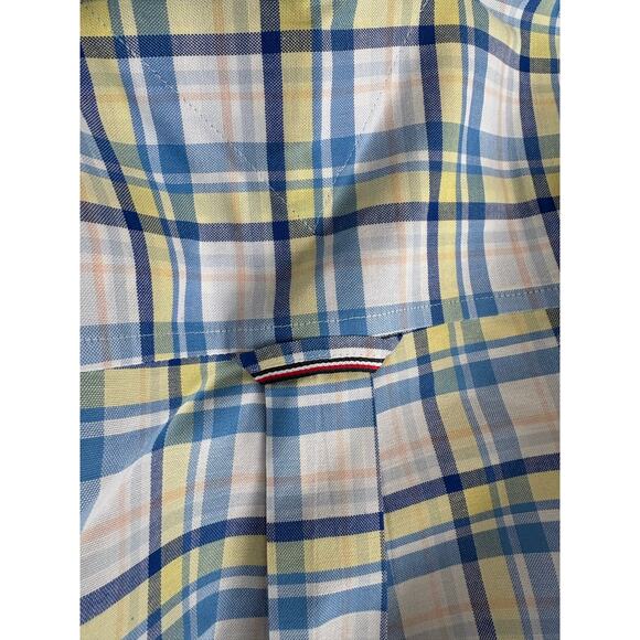 Tommy Hilfiger Button Down Shirt Mens XL Blue Yellow Plaid Dress Cotton Oxford - Picture 7 of 7
